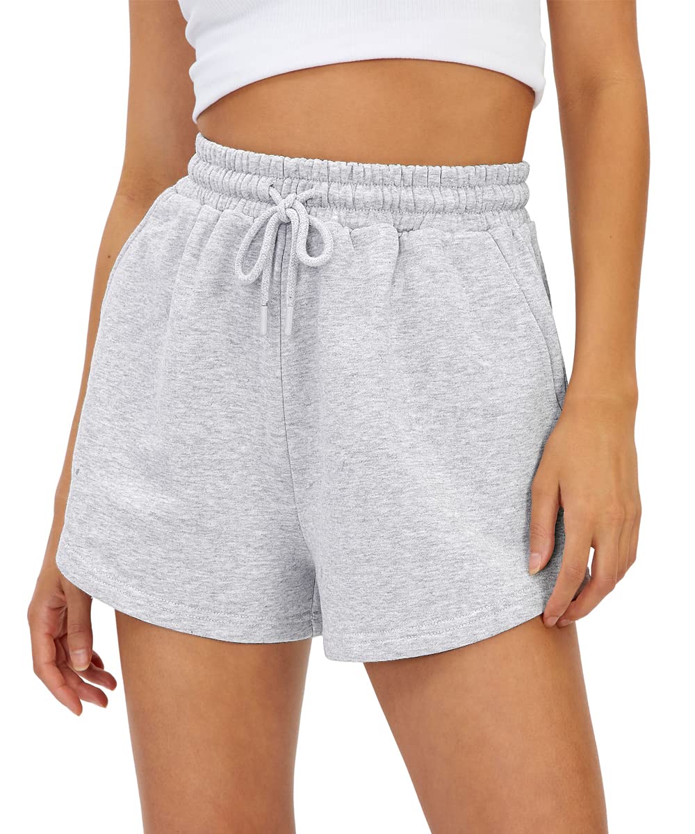AUTOMET Womens Sweat Shorts Casual Summer Athletic Shorts Comfy Shorts Spring Outfits Fall Fashion Clothes 2024 Grey M
